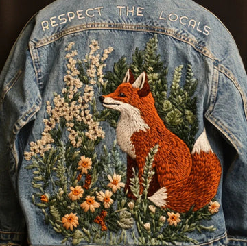Autumn Retro Washed Fox Denim Jacket